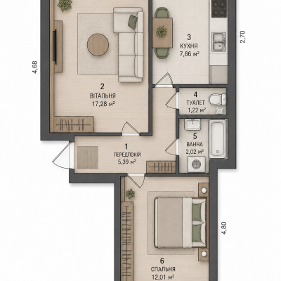 Buy apartment - Kropyvnytskyi. Sale of real estate - Podilskyi (Leninskyi), secondary market and new building cheap, price up to 52000$, announcement no.2040430 фото 1